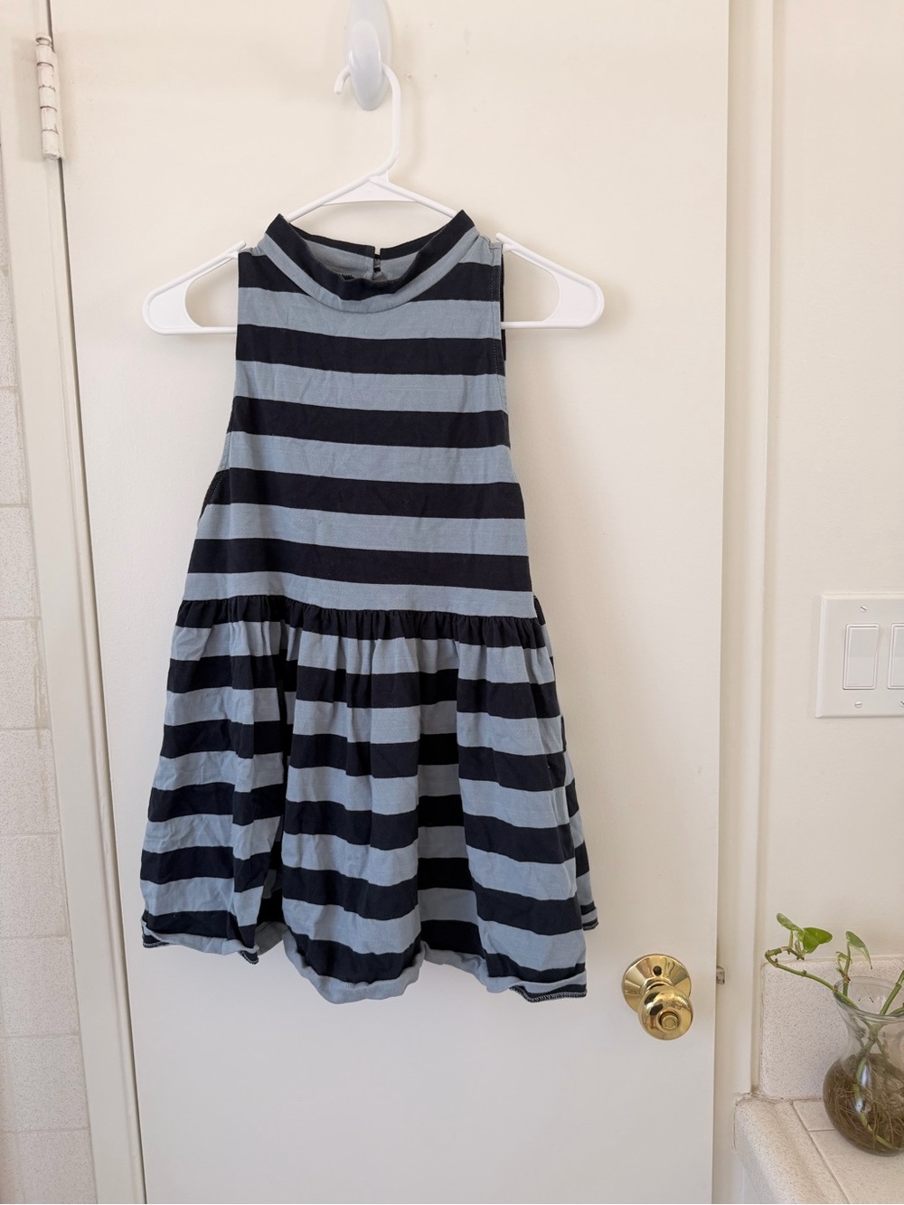 Free People Navy and Light Blue Striped Sleeveless Top